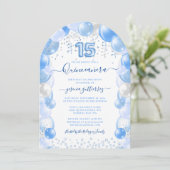 Invitation Ballotte bleue étincelle Quinceañera (Debout devant)