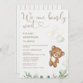 Invitation Ballotte Brown verte Nous pouvons Bearly Wait Baby (Devant / Derrière)