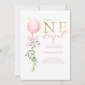 Invitation Ballotte de la petite Miss Pink Bow 1er fête d'ann (Devant)