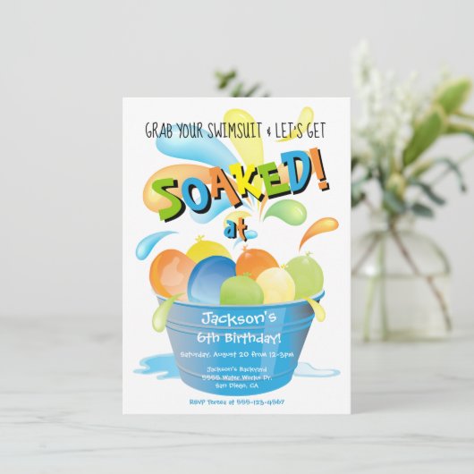 Invitation Ballotte d'eau fête d'anniversaire (Debout devant)