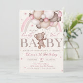 Invitation Ballotte en peluche rose arc-en-ciel Anniversaire (Debout devant)