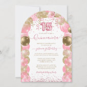 Invitation Ballotte Glam Quinceañera en rose (Devant)