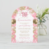 Invitation Ballotte Glam Quinceañera en rose (Debout devant)