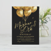 Invitation Ballotte noire et dorée fête d'anniversaire (Debout devant)