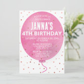 Invitation Ballotte rose Aquarelle Anniversaire (Debout devant)