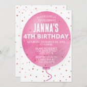 Invitation Ballotte rose Aquarelle Anniversaire (Devant / Derrière)