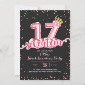 Invitation Ballotte rose et noire dix-sept ans en (Devant)