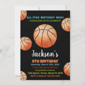 Invitation Balls Black Orange Basketball Anniversaire Invitat (Devant)