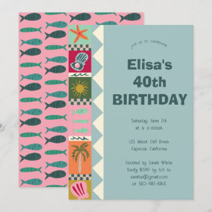 Invitation Balnéaire Soiree ANNIVERSAIRE FÊTE Moderne Cute CU