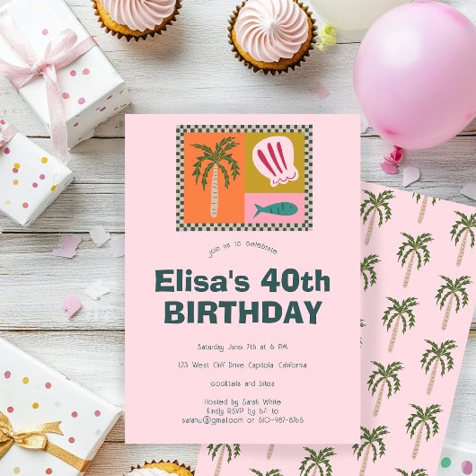 Invitation Balnéaire Soiree Modern Cute CUSTOM Anniversaire