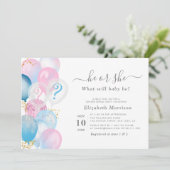 Invitation balons d'aquarelle moderne sexe révéler (Debout devant)