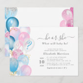 Invitation balons d'aquarelle moderne sexe révéler (Devant / Derrière)