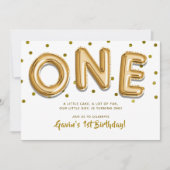 Invitation Balons d'or & Confetti ONE 1er anniversaire (Devant)