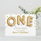 Invitation Balons d'or & Confetti ONE 1er anniversaire (Debout devant)
