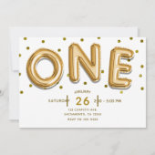 Invitation Balons d'or & Confetti ONE 1er anniversaire (Dos)