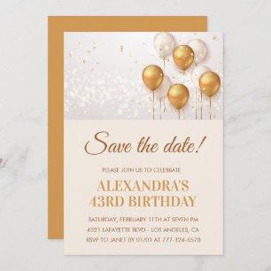 Invitation Balons d'or moderne Enregistrer la date 43e annive