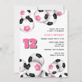 Invitation bals de football noir rose anniversaire de enfant (Devant)