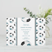 Invitation Bals de football noir turquoise fête d'anniversair (Debout devant)