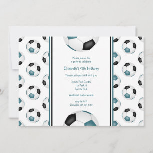 Invitation Bals de football noir turquoise fête d'anniversair