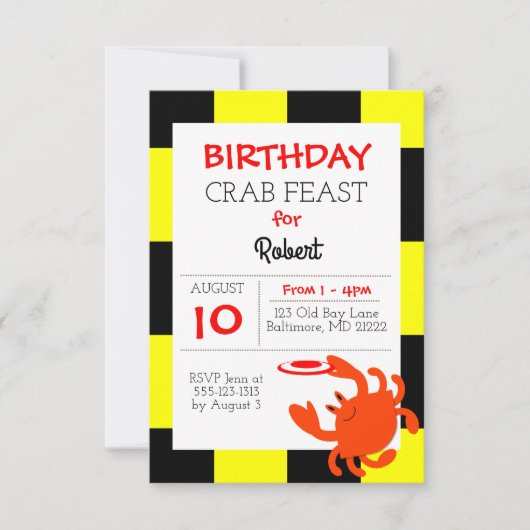 Invitation Baltimore Crabe Nautique Toutes les occasions Invi (Devant)