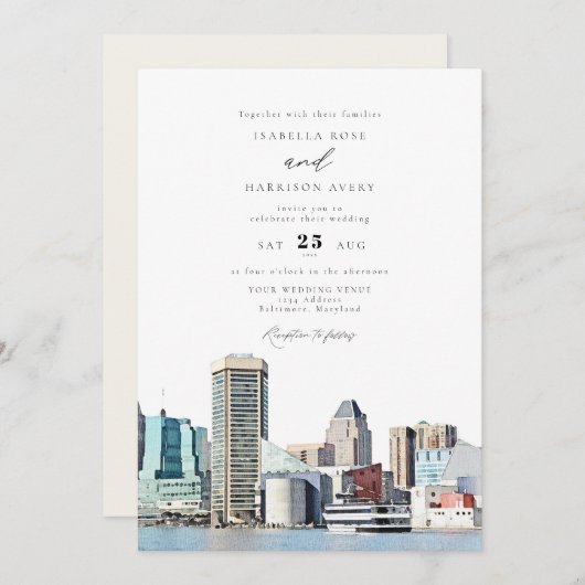 Invitation BALTIMORE MARYLAND Mariage d'illustration (Devant / Derrière)