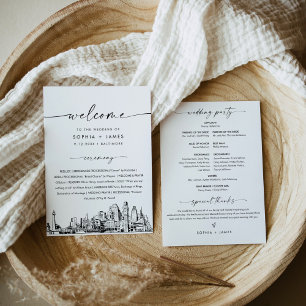 Invitation Baltimore Skyline Wedding Program 5x7 Flat Card