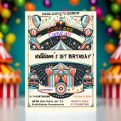 Invitation bambins mignons spectacle de cirque Carnaval 1er a