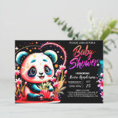 Invitation Bamboo Jungle Sweet Panda Baby shower fille (Debout devant)