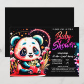 Invitation Bamboo Jungle Sweet Panda Baby shower fille (Devant / Derrière)