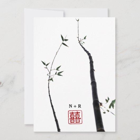 Invitation © Bamboo Love Double Happiness Mariage Chinois (Devant)