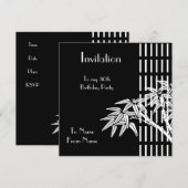 Invitation Bambou Noir Blanc Asiatique (Devant / Derrière)