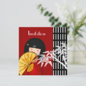 Invitation Bambou Noir Blanc Asiatique (Debout devant)