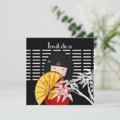 Invitation Bambou Noir Blanc Asiatique (Debout devant)