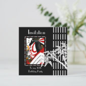 Invitation Bambou Noir Blanc Asiatique (Debout devant)