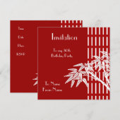 Invitation Bambou Rouge Blanc Asiatique (Devant / Derrière)