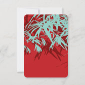 Invitation Bambou rouge et turquoise Feuille Mariage chinois  (Dos)