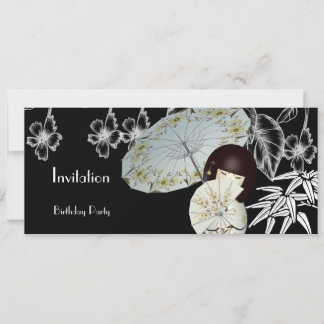 Invitation Bambou Rouge Noir Blanc Asiatique