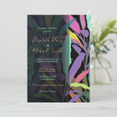 Invitation Banane colorée tropicale Feuille Motif noir (Debout devant)