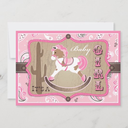 Invitation Bandanna Imprimer & Baby shower Cheval Rocheux Cow (Devant)