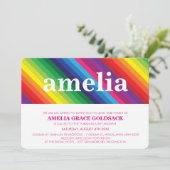 Invitation Bande arc-en-ciel colorée BAT MITZVAH claire simpl (Debout devant)