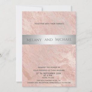 Invitation Bande argentée minimaliste en marbre rosegold