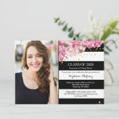 Invitation Bande blanche noire, graduation de la photo floral (Debout devant)