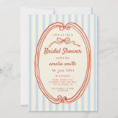 Invitation Bande bleue dessinée à la main Douche nuptiale (Devant)