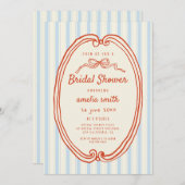 Invitation Bande bleue dessinée à la main Douche nuptiale (Devant / Derrière)