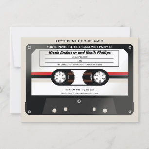 Invitation Bande Cassette Rétro Beige Gris Engagement 90's 