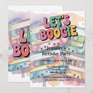 Invitation Bande Cassette Rétro Faisons la Boogie Fête d'Anni