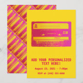 Invitation Bande Cassette Rétro Rose et Jaune (Devant / Derrière)