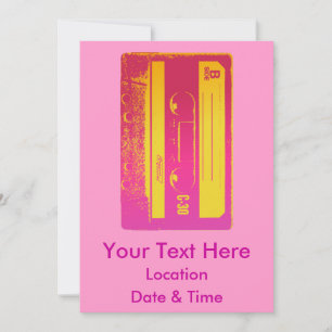 Invitation Bande Cassette Rétro Rose et Jaune