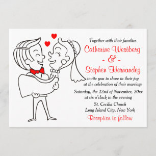 Invitation Bande de caricatures et Mariage blanc