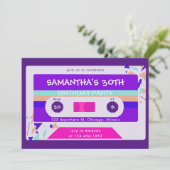 Invitation Bande de cassette colorée rétro fête d'anniversair (Debout devant)